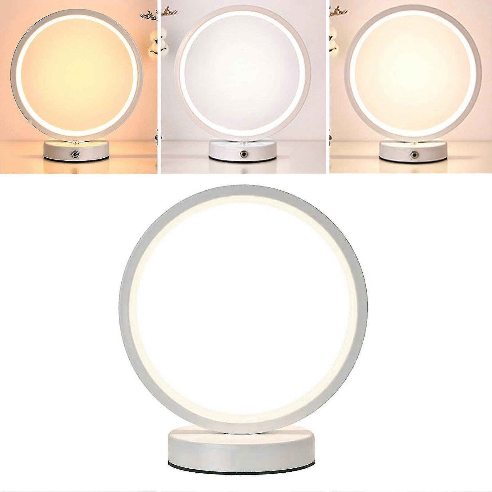 LED Bedside Lamp Multifunctional Modern Circle Table Lamp Plug-in Touch Table Lamp 3 Tone Light