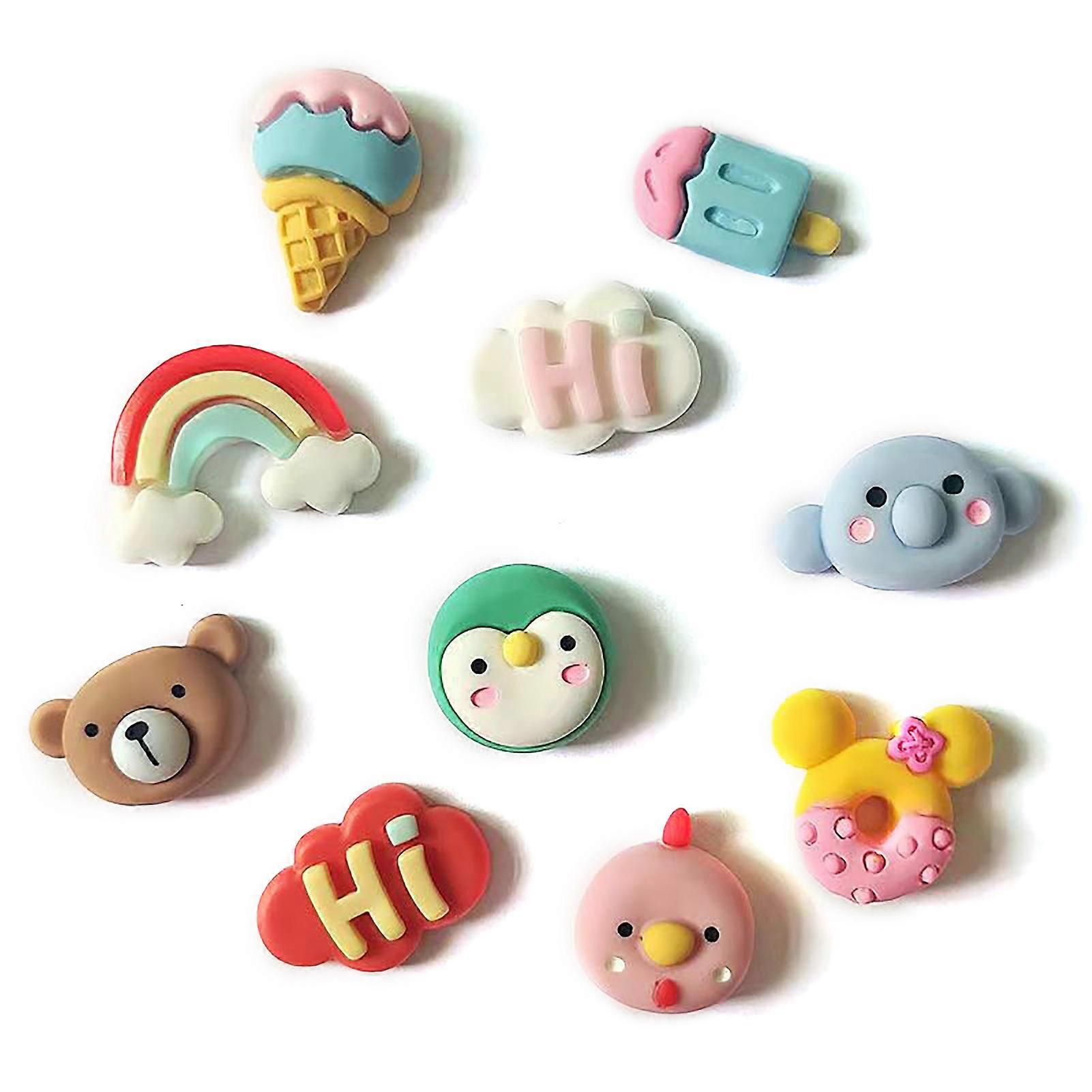 10pcs Resin Flat Back Assorted Cartoon 3D Embellishments DIY Craft Flatbacks for Phone Case Water Cup Random Styles