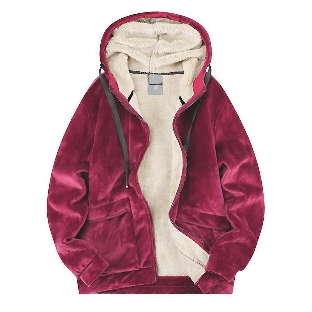 Uomo N Fleece Foderato Tinta Unita Felpa con Cappuccio Plus Cashmere Cotone Imbottito Giacca
