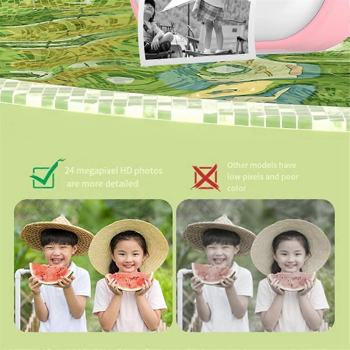 1080P Children Print Camera Dual Camera 240MP One-Touch Printable Camera with 2 Rolls of 57x25mm Print Paper Blue