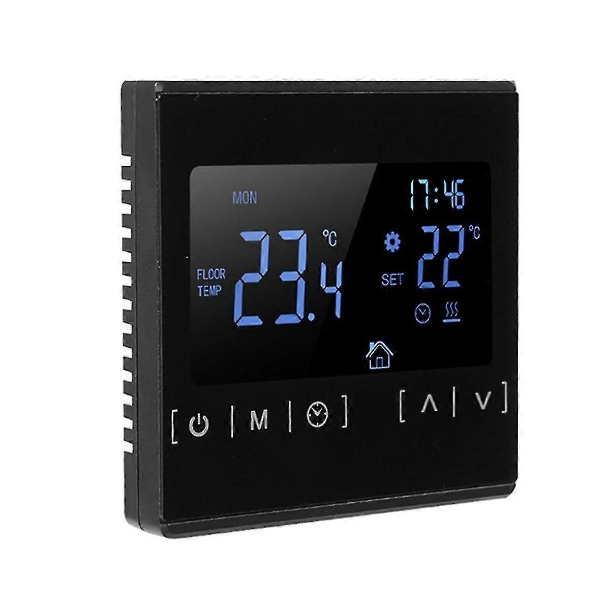 Lcd Touchscreen Thermostat Programmable Electric Floor Heating System Thermoregulator Ac 85-250v(bl