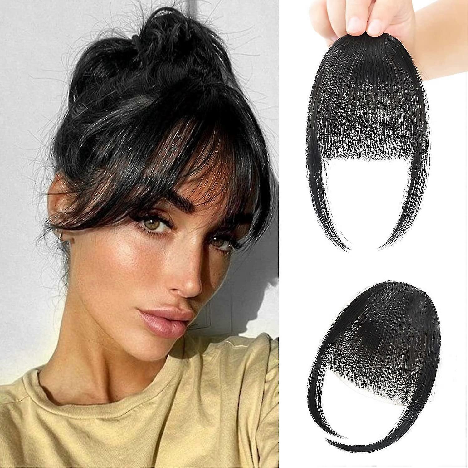 Clipe Em Franjas -100% Cabelo Humano Bate Clipe Em Extensões de Cabelo Com Cabelos Templos, Clipe Na Franja Wispy Bangs Flat Bangs Clipe Franjas Curvadas Para Diariamente
