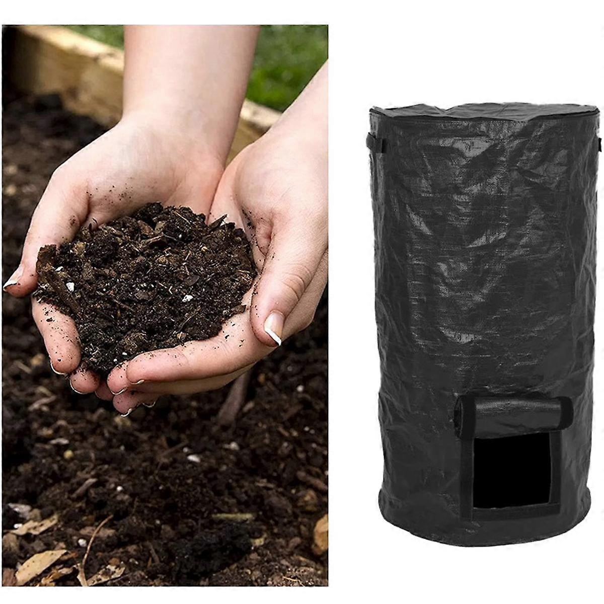 Collapsible Garden Yard Compost Bag with Lid Fertilizer Waste Sacks ...