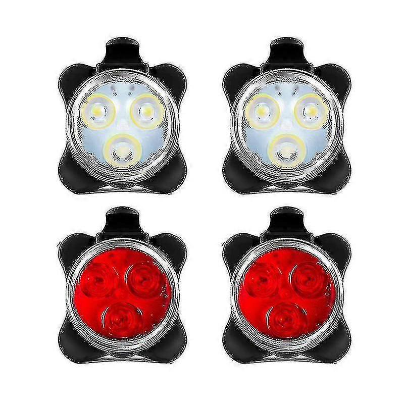 4 Pack Usb Rechargeable Bike Light Set Front And Rear Led Bicycle L...