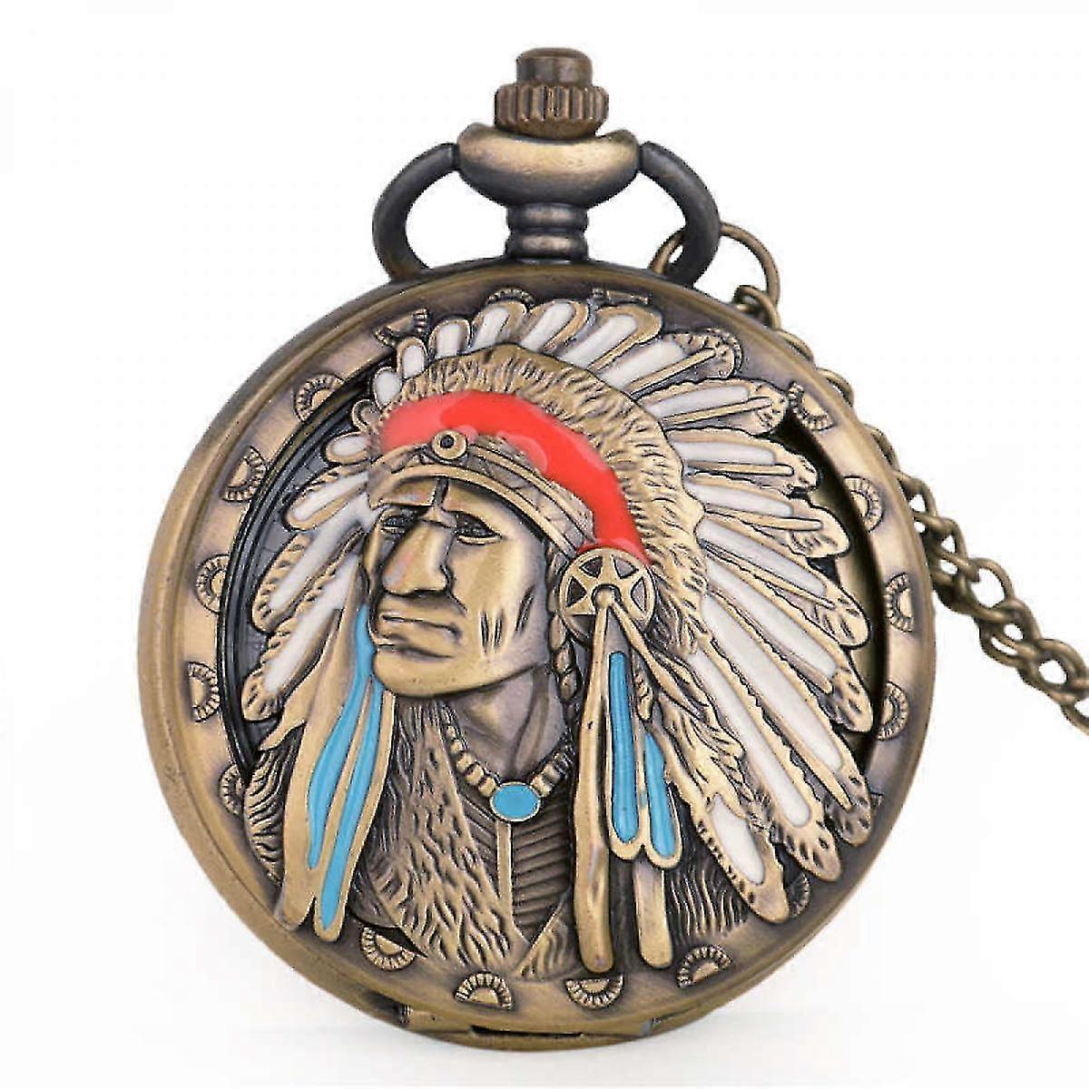 End Native Pattern Quartz Pocket Watch