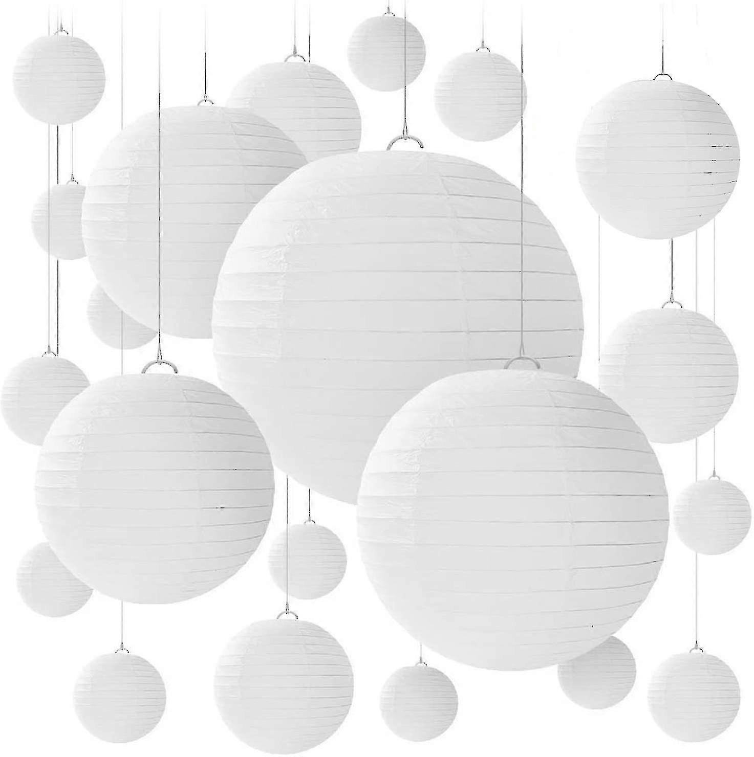 20 Pcs Round S With Wire Ribs, S In Different Sizes For Weddings, S, Ps, Assorted Sizes 15, 20, 25,30 Cm (-2