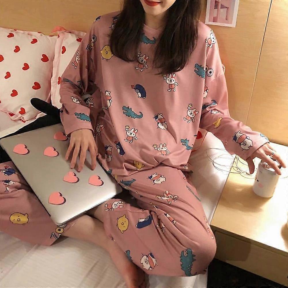 Women's Long Sleeve Pyjama Set Outfits Casual Loose Sleepwear Nightwear