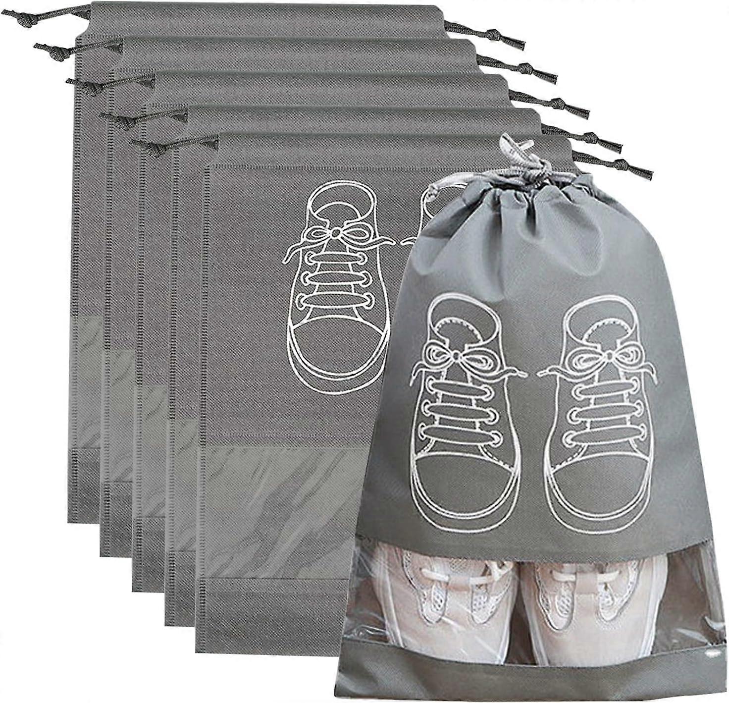 5 Pack Large Shoe Storage Bags, Dustproof, with Drawstring and Clear Slot, Portable Packing Organizers for Daily Use and Travel