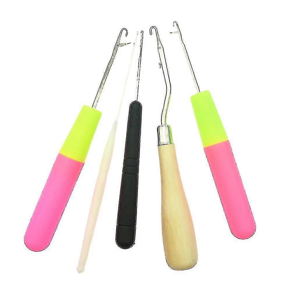 5pcs Bent Latch Hook Crochet Needle Craft Knitting Tool For Sweater Braid Carpet