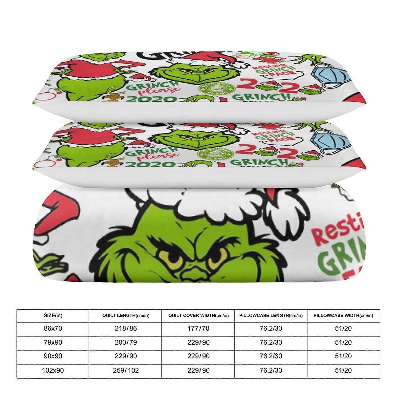 Parure De Lit Simple Grinch 100% Coton - Drap Housse 85x195 + Drap Plat + Taie D'Oreiller