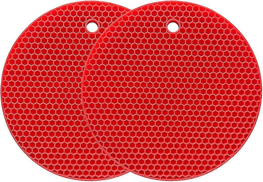 silicone trivet mat heavy duty multi-purpose drying mat,waterproof,(2 pack) non-slip,durable(red)