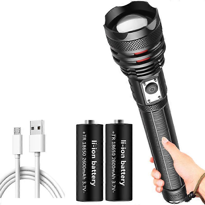 Led Flashlight 1000,000LM 26650 Battery XHP160 The Powerful Zoomable Type-C Usb Chargeable Torch Light  Lantern