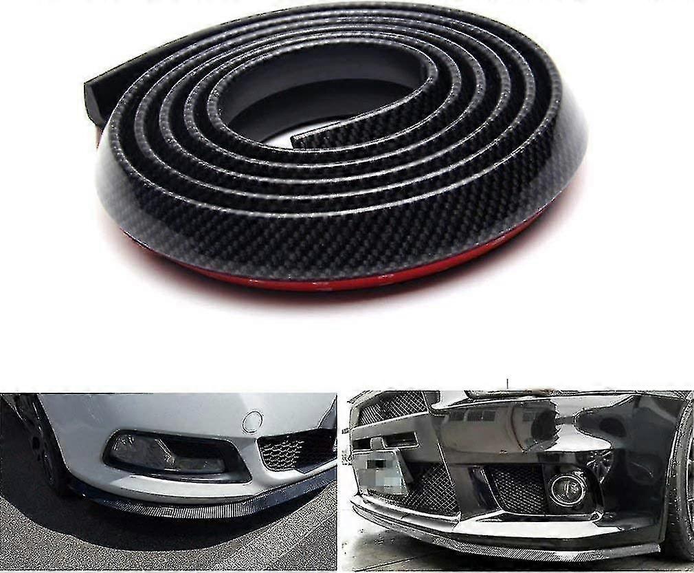 Self-adhesive front spoiler lip, 2.5M universal tuning front spoiler protector made of carbon fiber for car passenger vehicle