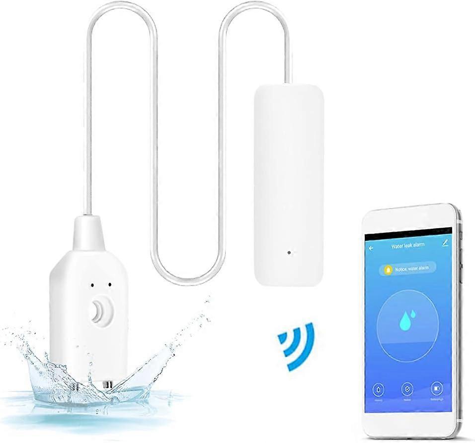 Water Alarm Sensor, WiFi Water Leak Detector, Overflow Flood Leakage Alerts, Remote Monitoring Leaker for Water Heater