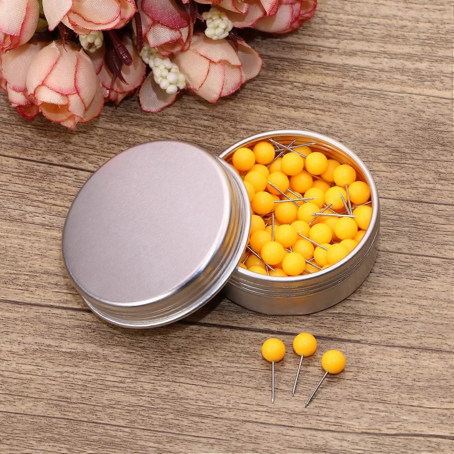100PCS 1/4 Inch Small Round Head Map Tacks Pins for Home Office Bulletin Cork Board Use and DIY Craft Project (Orange)