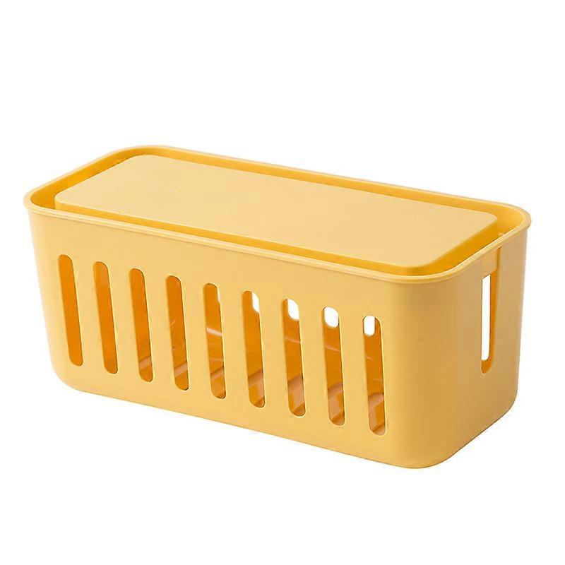 Power Strip Storage Box Hollow Heat Dissipation Simple 6 Charging Hole Cord Cable Container for Home Yellow
