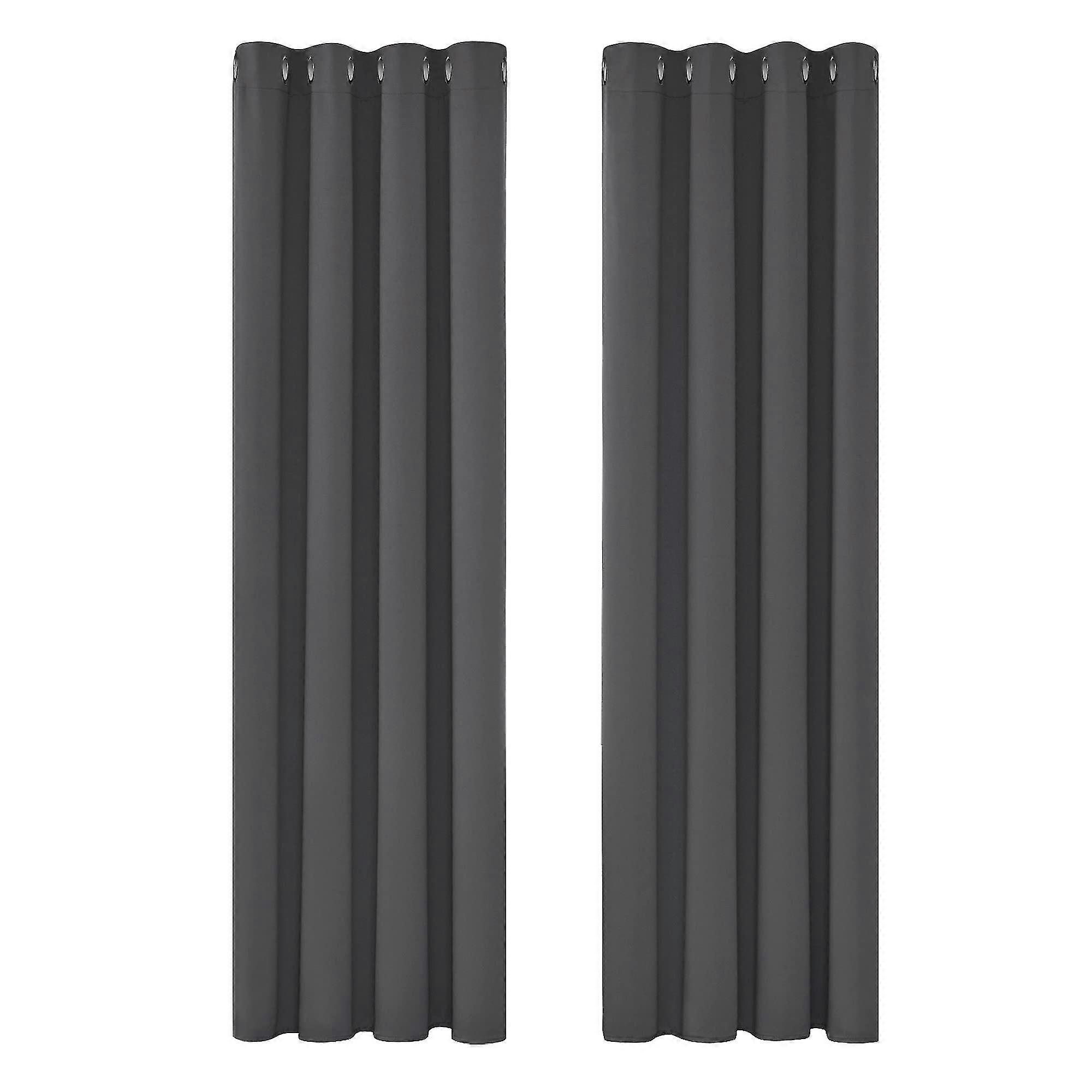 Thermal Insulated Blackout Curtains, Curtains For Living Room And Bedroom, Modern Grommet Design, 140x175 Cm (width X Height), Dark Gray, 2 Pieces