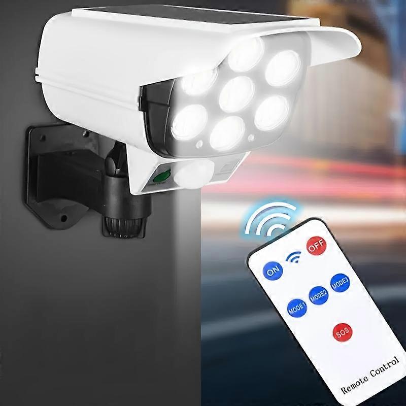 1pc Solar Outdoor Surveillance Light, Waterproof Body Induction Round Imitation Monitor LED Exterior Wall Light