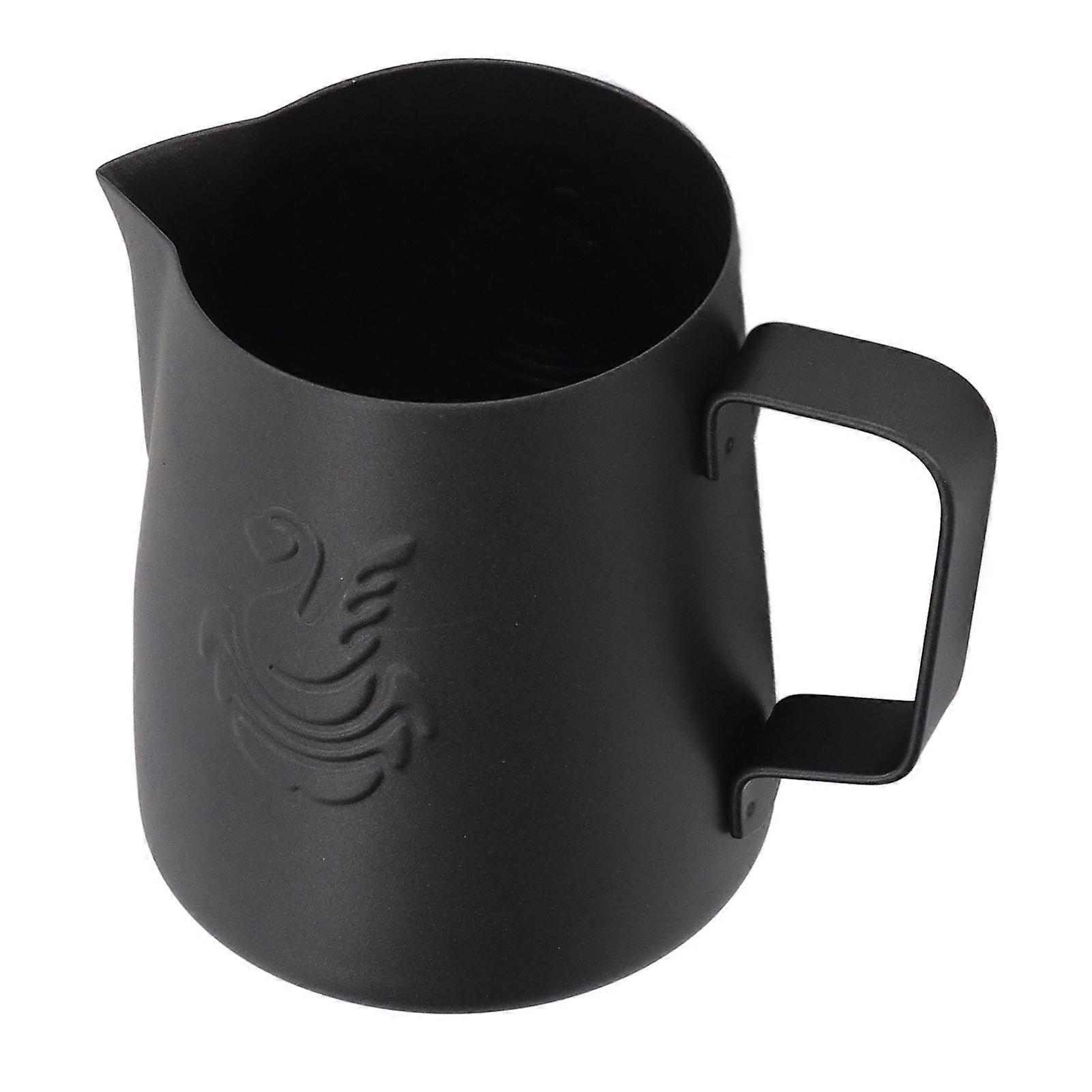 Coffee Steaming Pitcher 230ml Stainless Steel Milk Frothing Cup with Angled Handle for Latte Black