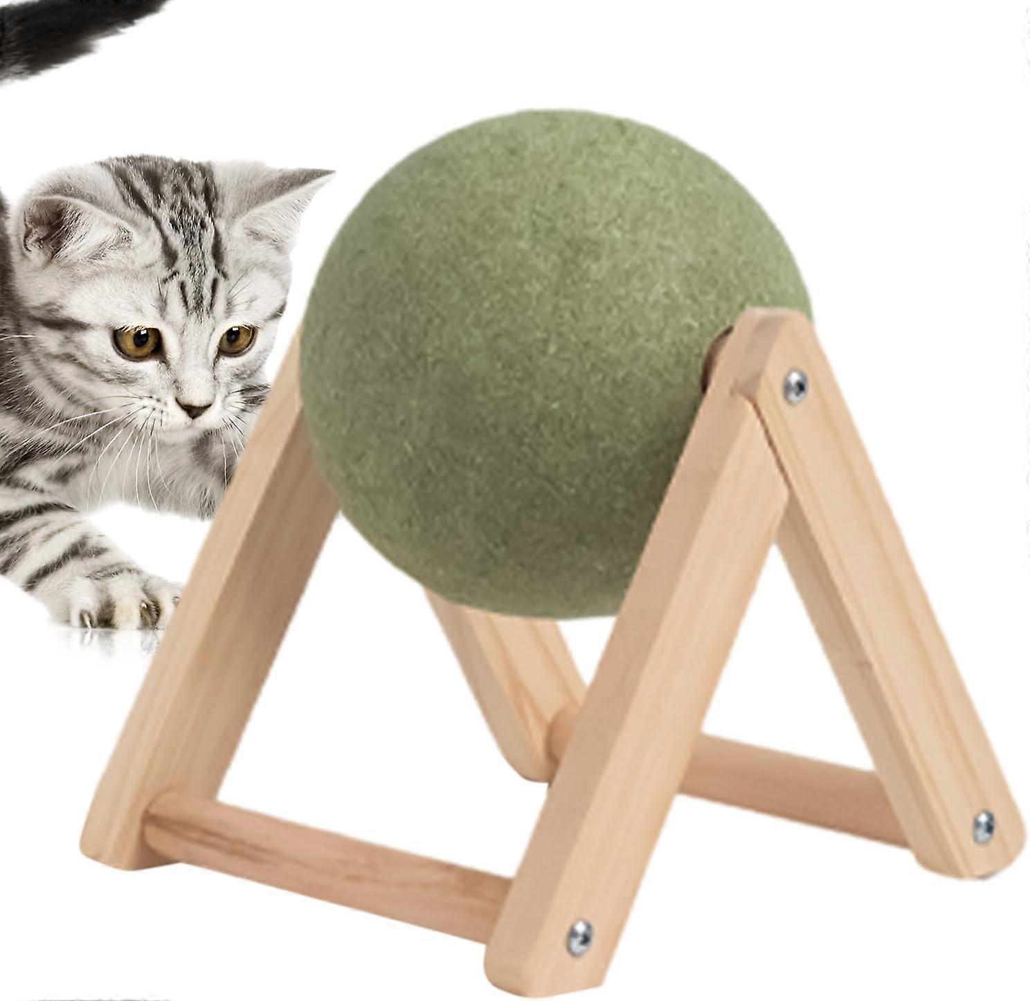 Catnip Floor Ball Toy, Cat Mint Ball, Rotatable Catnip Roller Ball Floor Mount, Interactive Catnip Toy