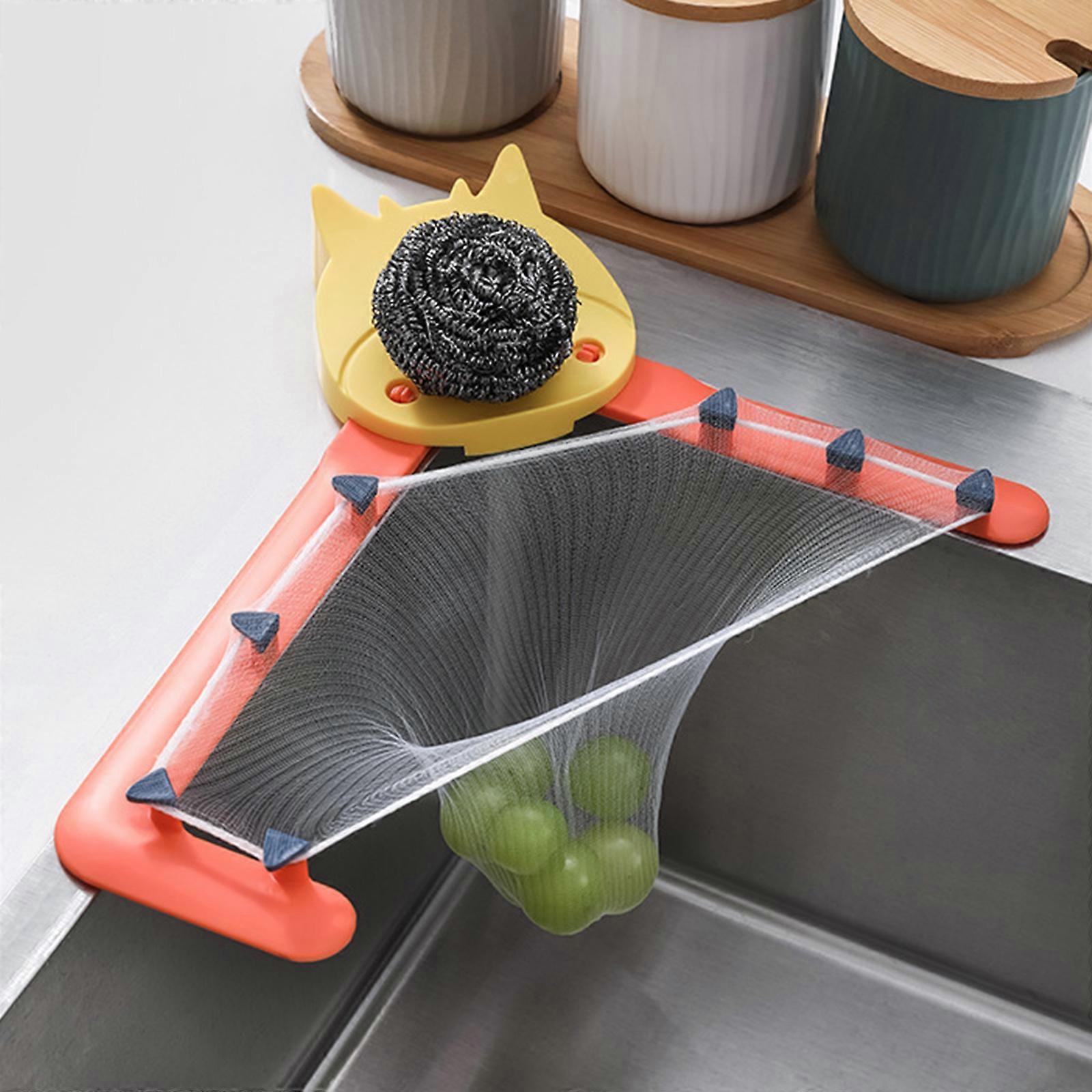 100% New,Kitchen sink filter triangle filter sink rack garbage leftover filter 1 bracket 1 meshs bag storage box 50 filter bags
