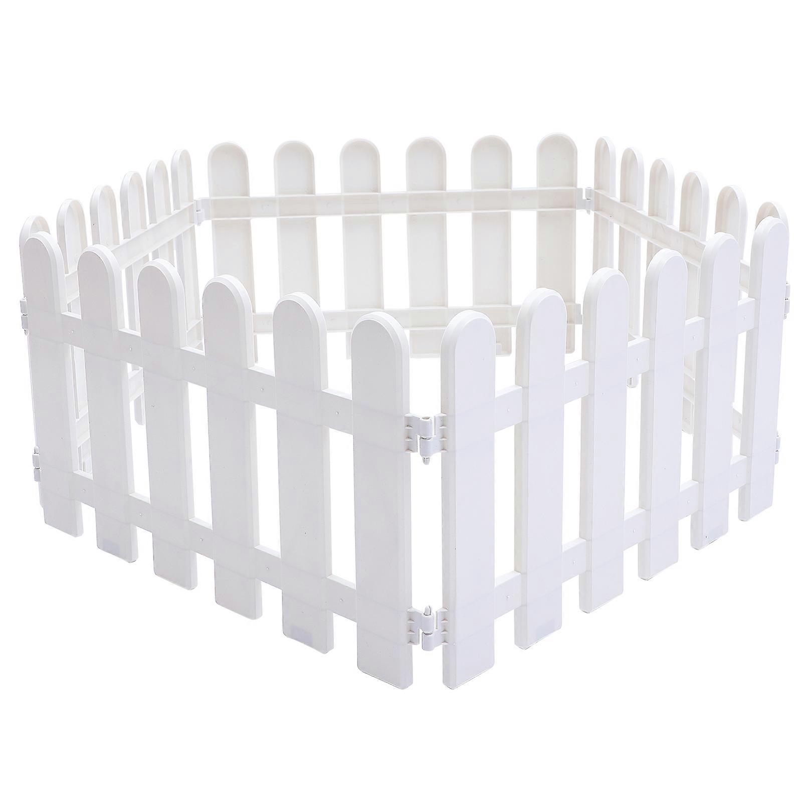 5Pcs Garden Picket Fence Plastic White Edgings Decorative Landscape Path Panels