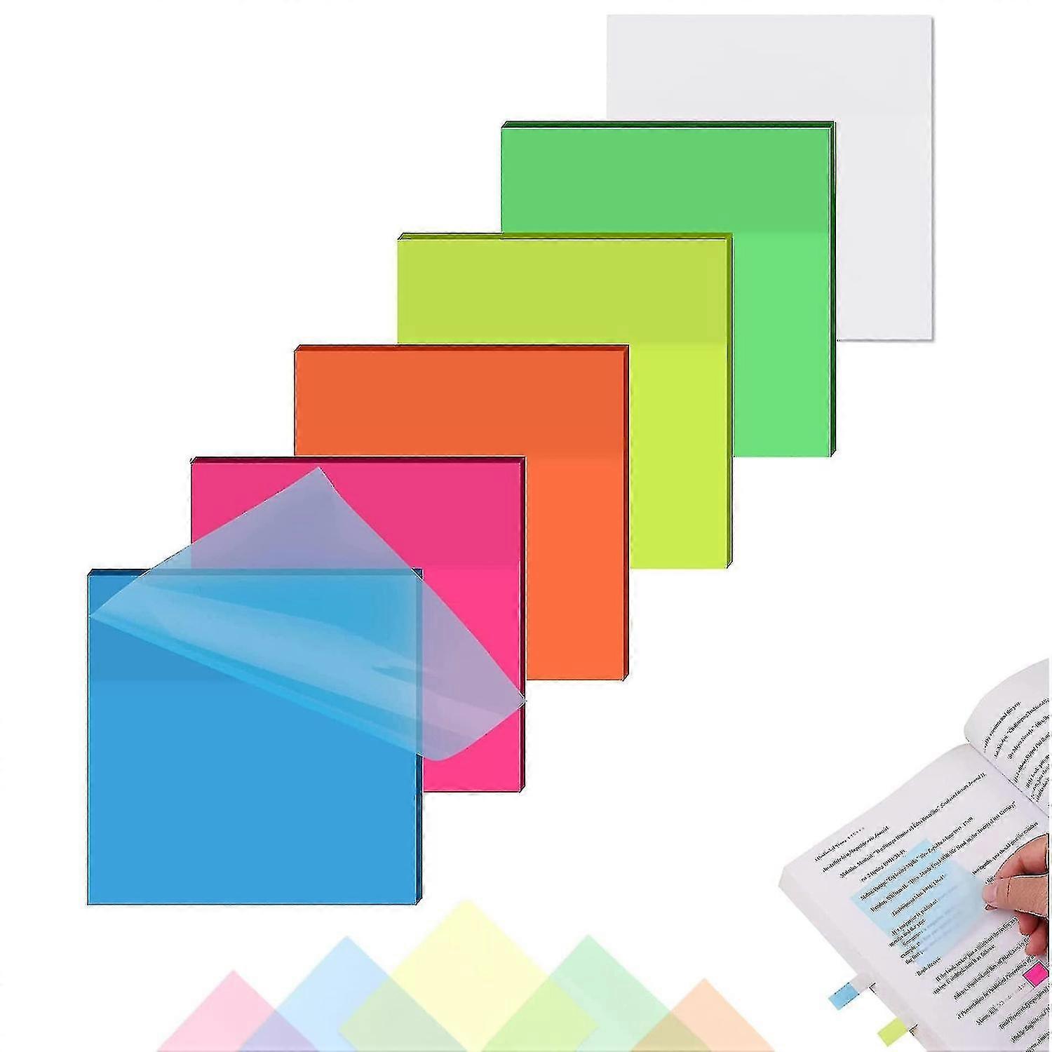 Note adesive trasparenti, blocchi di note adesive colorati, note adesive trasparenti traslucide, impermeabili, Mem-FCY