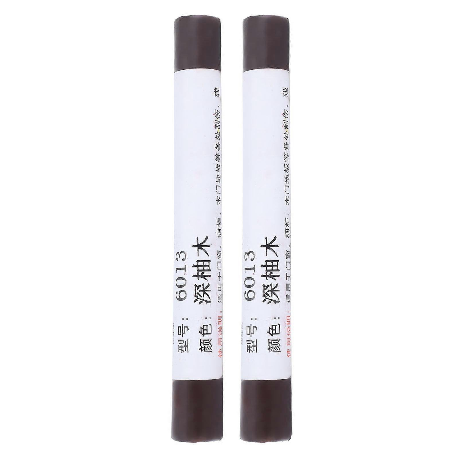 2stk Møbler Maling Gulv Reparation Crayon Scratch Patch Paint Pen Træ Komposit Reparation Materiale Mørk Teak
