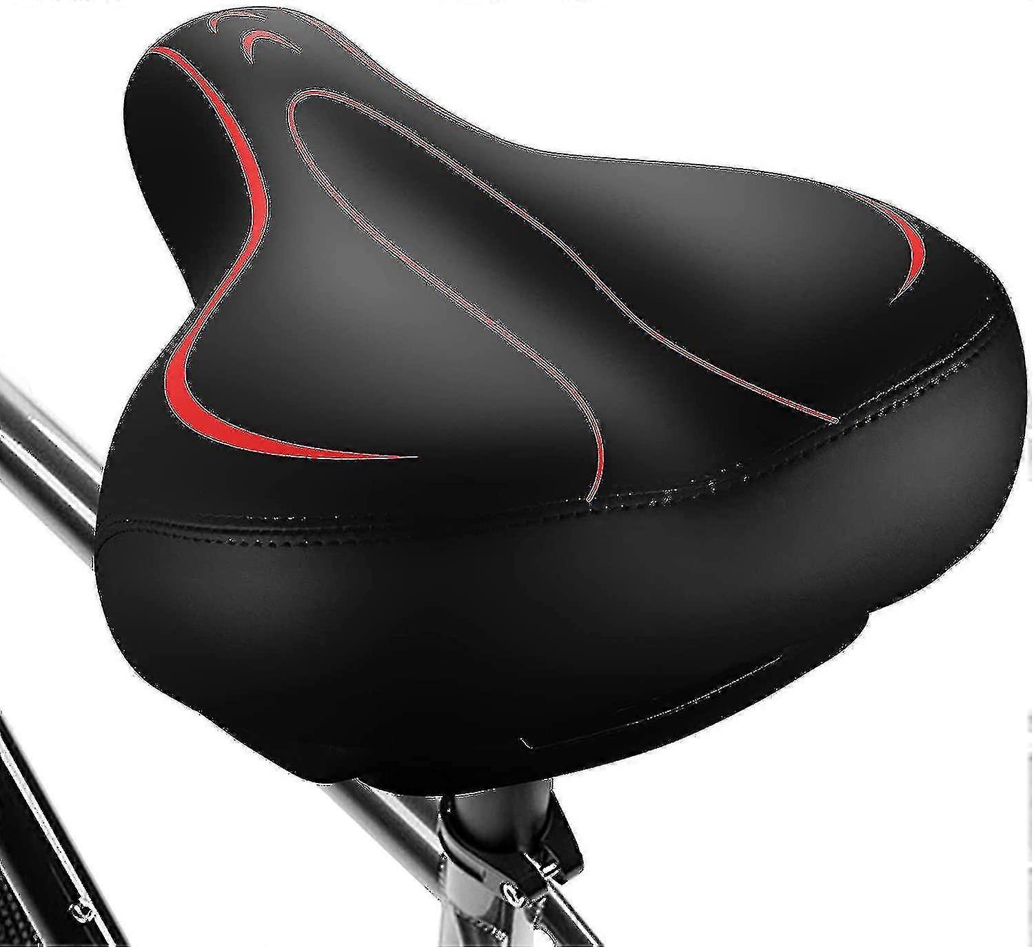 Överdimensionerat cykelsäte, bekvämt cykelsäte - Universal Replacement Bicycle Saddle - Vattentätt lädercykelsäte med extra vadderat minnesskum - Bi