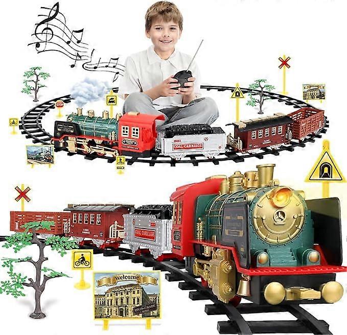 リモコンクリスマス列車煙スプレーライト音楽クリスマスデコレーション充電式電車クリスマスプレゼント