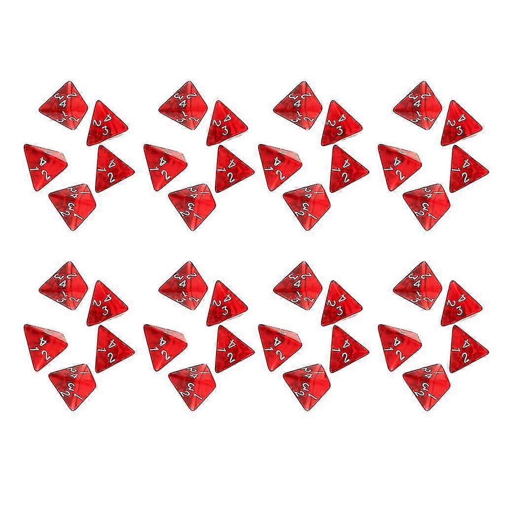 40/pack Red Gem Polyhedral Dices Set D4 Die Four-sided Dice For Table Games