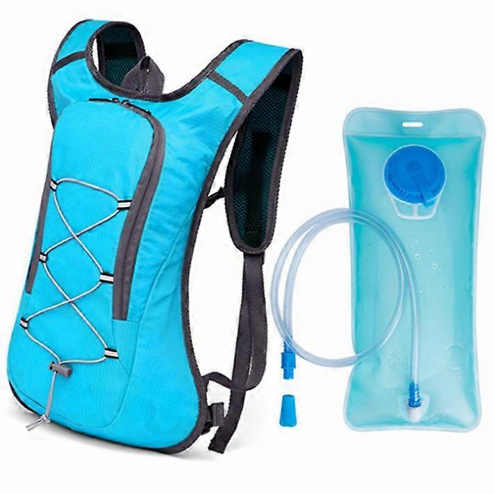 Blue - Lightweight backpack with 2L water bladder, large sports bike storage bag, suitable for outdoor drinking, hunting, cycling, jogging, festivals,