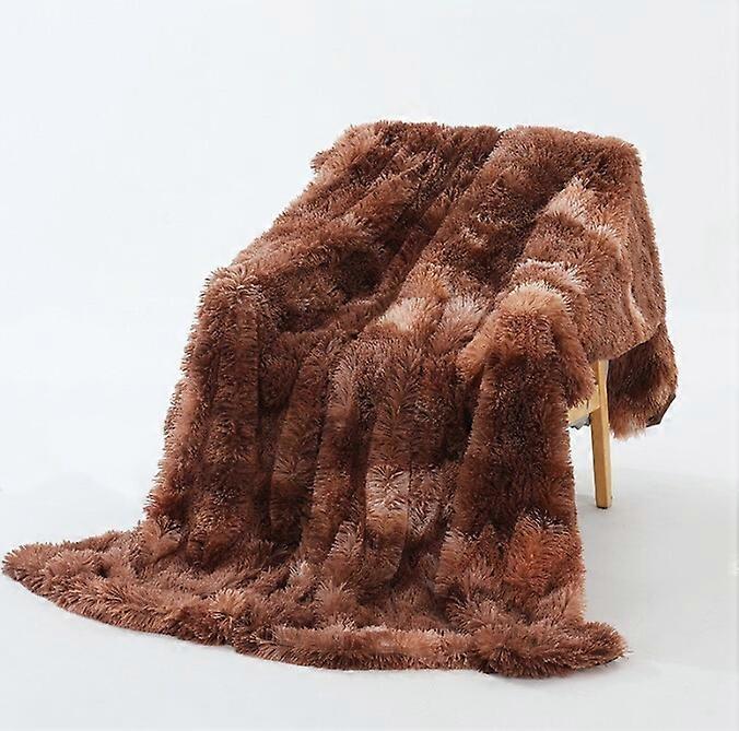 Super Soft Long Faux Fur Coral Fleece Blanket Warm Elegant Cozy With Fluffy