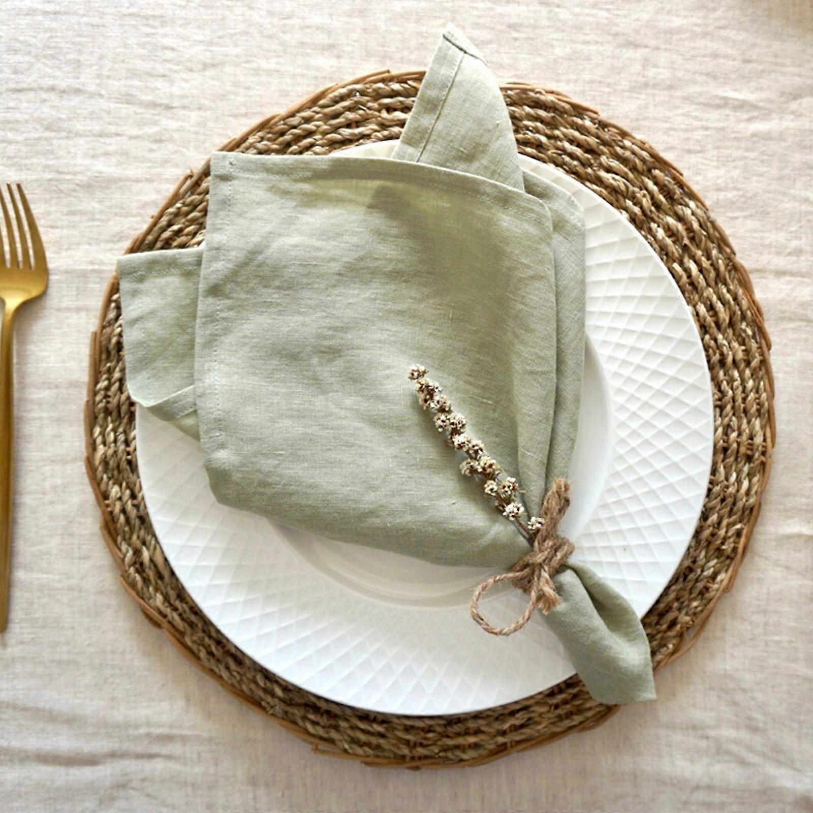 Flax Placemat Set of 4 - Heat Insulation, Plain Color Napkin, for Dining and Restaurant (34x34cm, 100g)