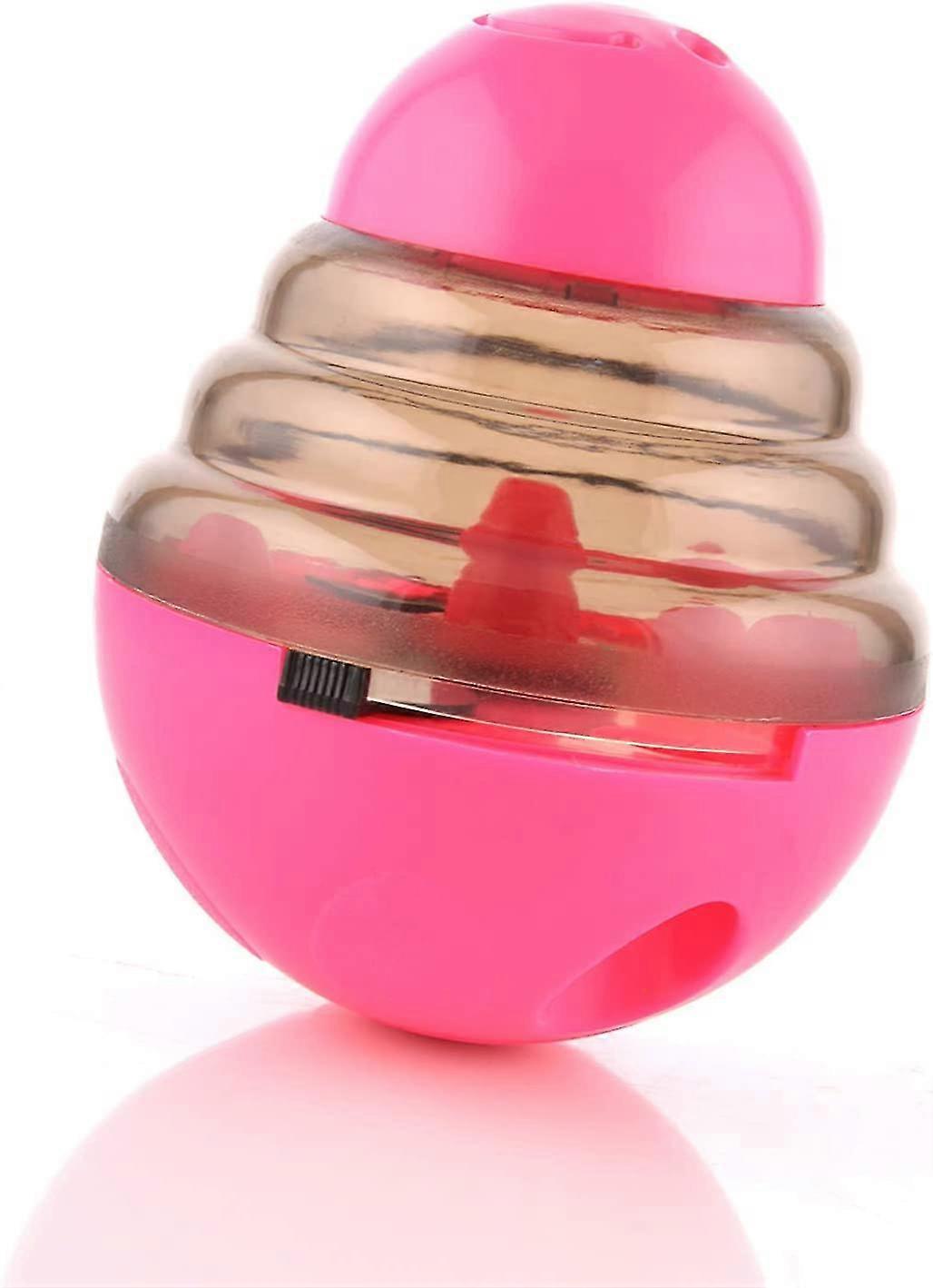 タンブラーペット玩具、ドッグフードこぼれ玩具インタラクティブ玩具、Iq(ピンク)を向上させるスローフィーダーペット-MXBC