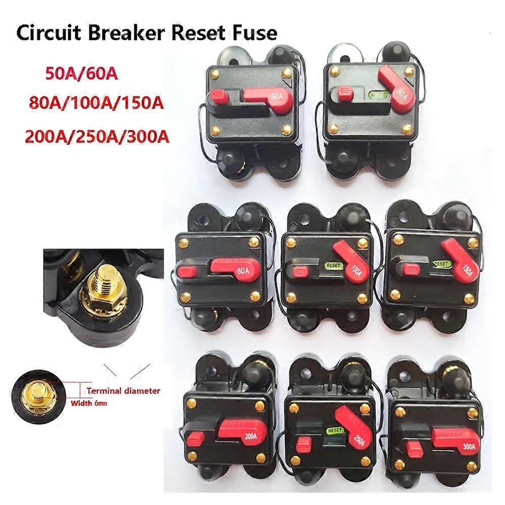 12V 24VDC Circuit Breaker 50A 60A 80A 100A 150A 200A 250/300A Fuse Reset Holder Switch for Solar Home System Overload Protection
