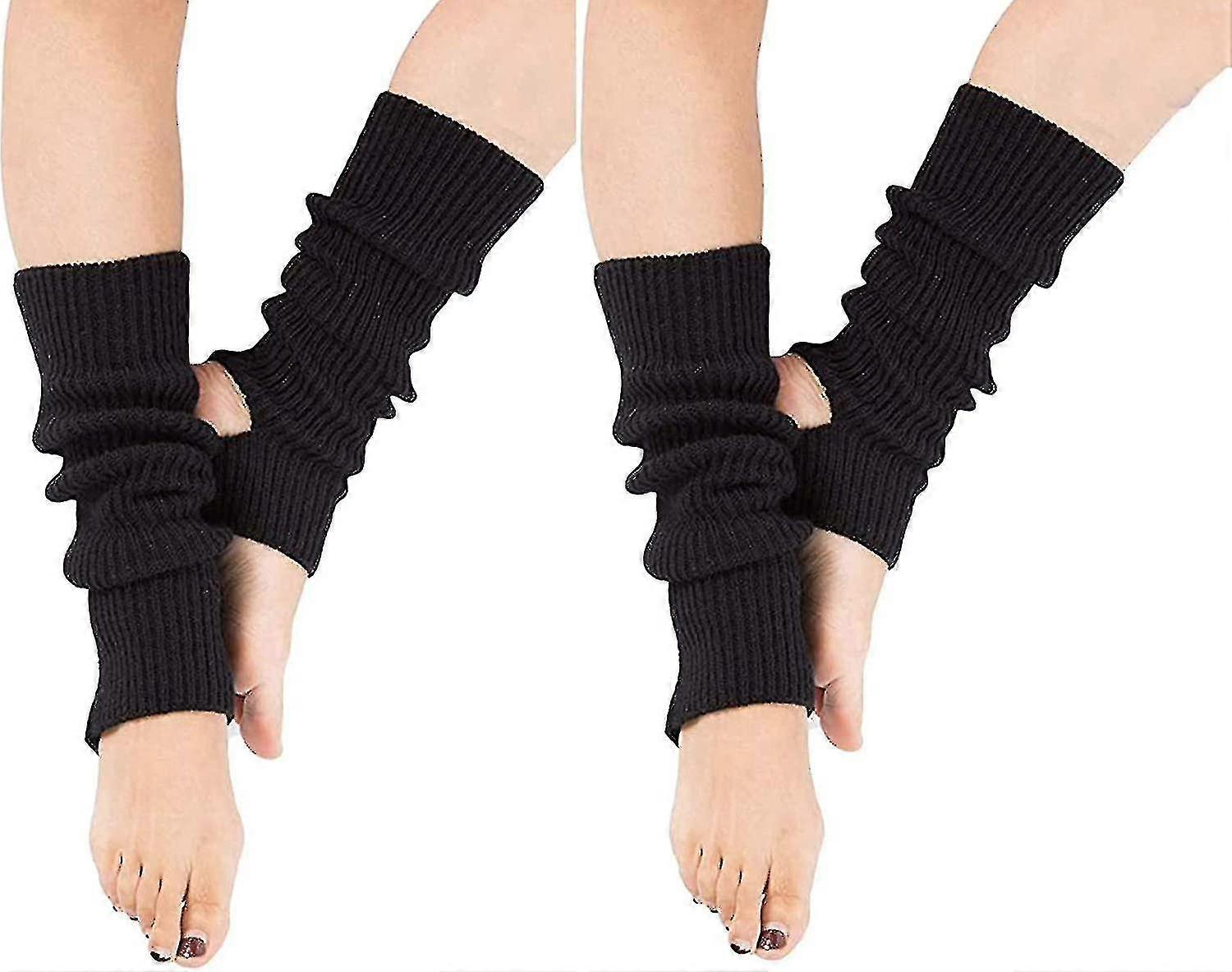 女性冬のエクストラソフトオーバーニーハイフットレスニットスターラップレッグウォーマー