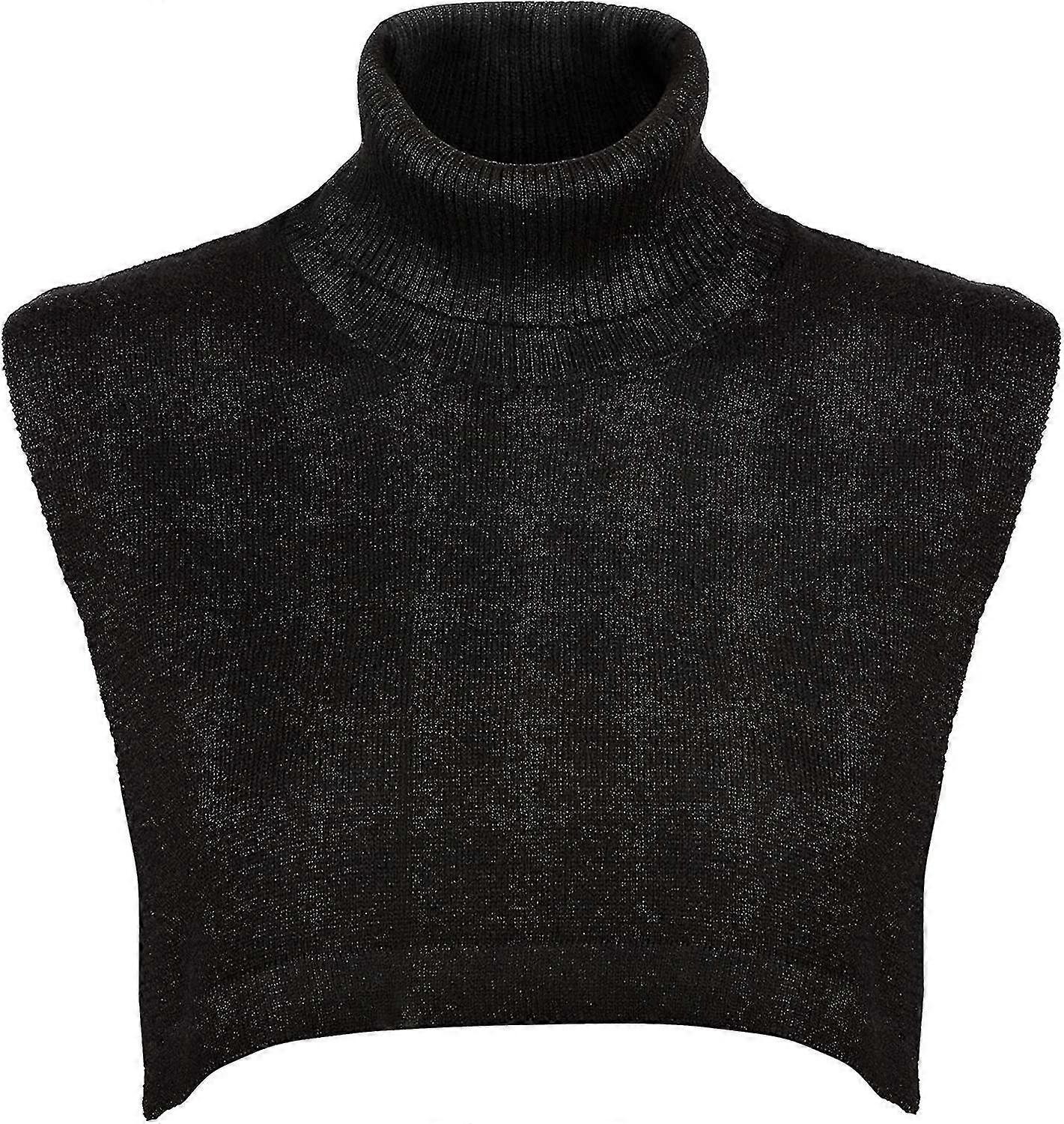 Mock Neck Turtleneck Wool Knitted Fake Collar Black Detachable Turtleneck