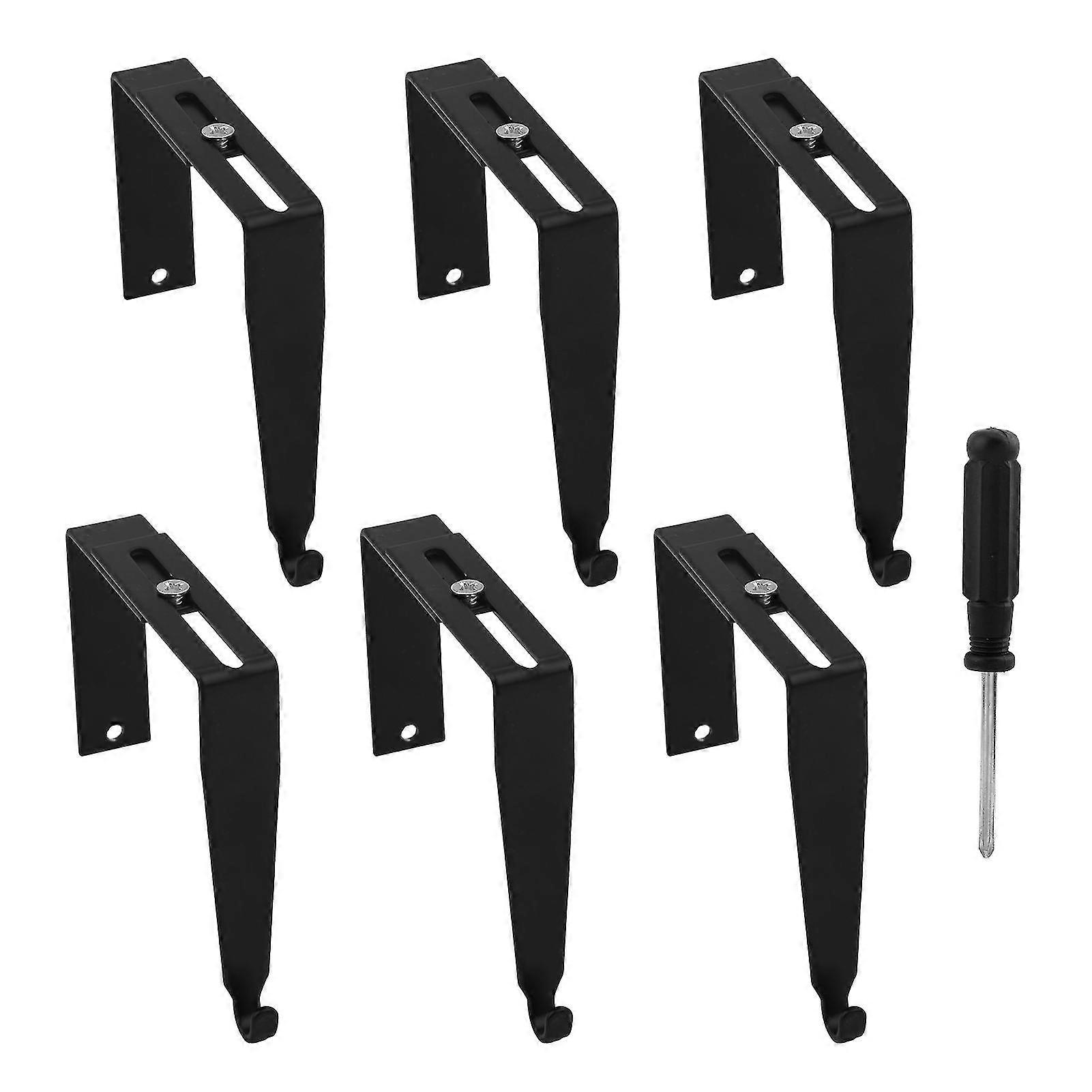 6pcs Black Punch Free Partition Hook Cubicle Hanger Clothes Adjustable Universal