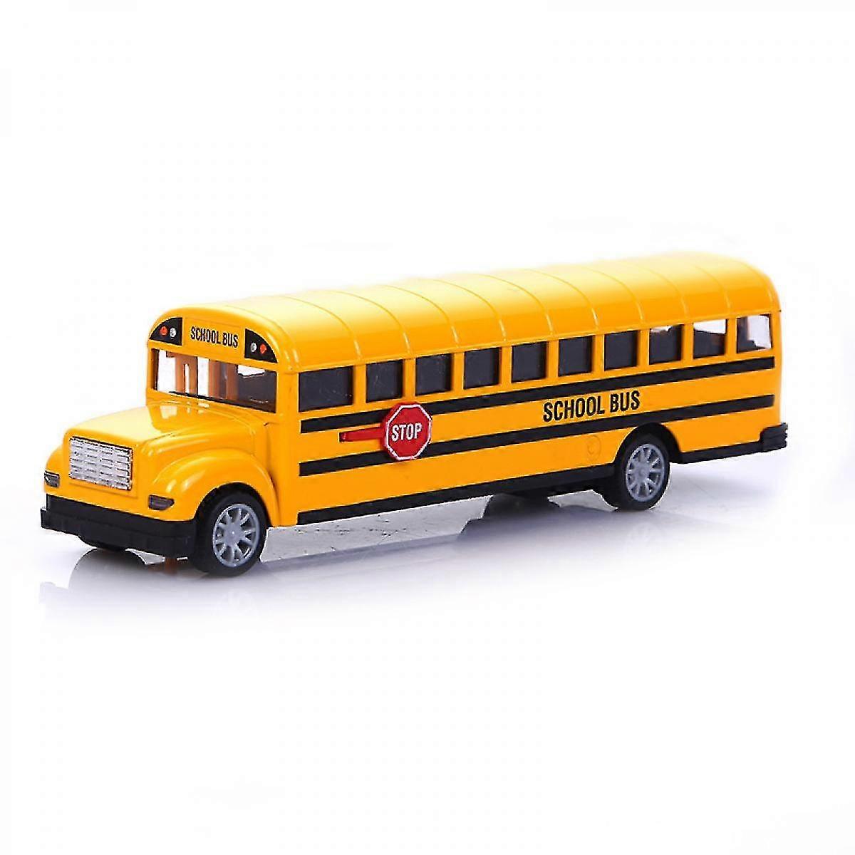 Model School Bus Toys For Kids, Long Nose Yellow Toy Vehicle For Toddlers With Flashing Led Lights And Music, Battery Operated Large Size Bump And Go