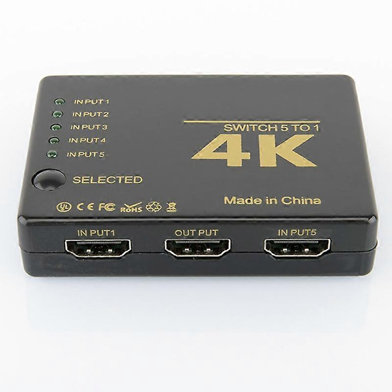 5 Input 1 Output IR Remote RC HDMI-compatible Switcher Adapter Converter 4K*2K Splitter JIKAIX