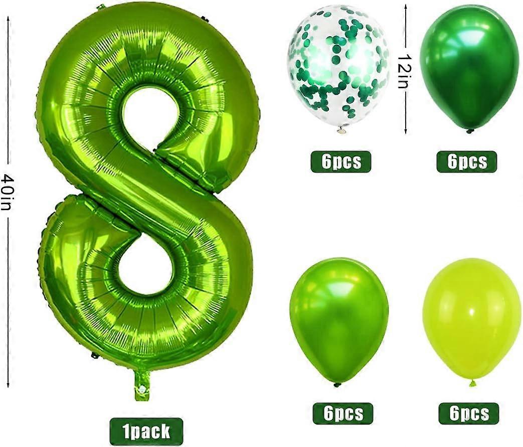 Zestaw do dekoracji na 8 urodziny Dekoracja Zielone balony Balony foliowe Wildlife Dekoracja żłobka Jungle Party