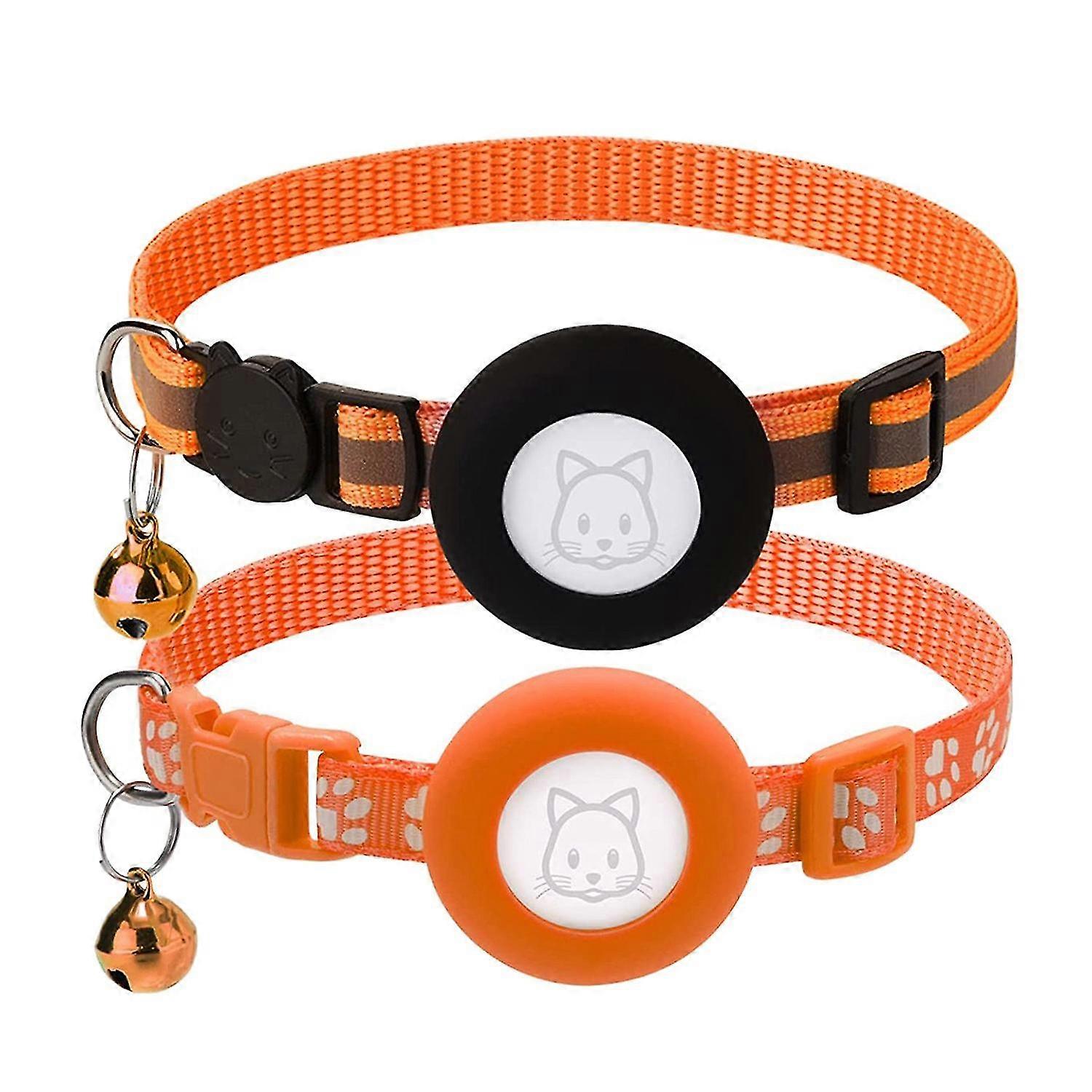 2pack Cat Collar, For Air Tag Cat Collars With Safety Buckle And Removable For Small Pet Collar Ora
