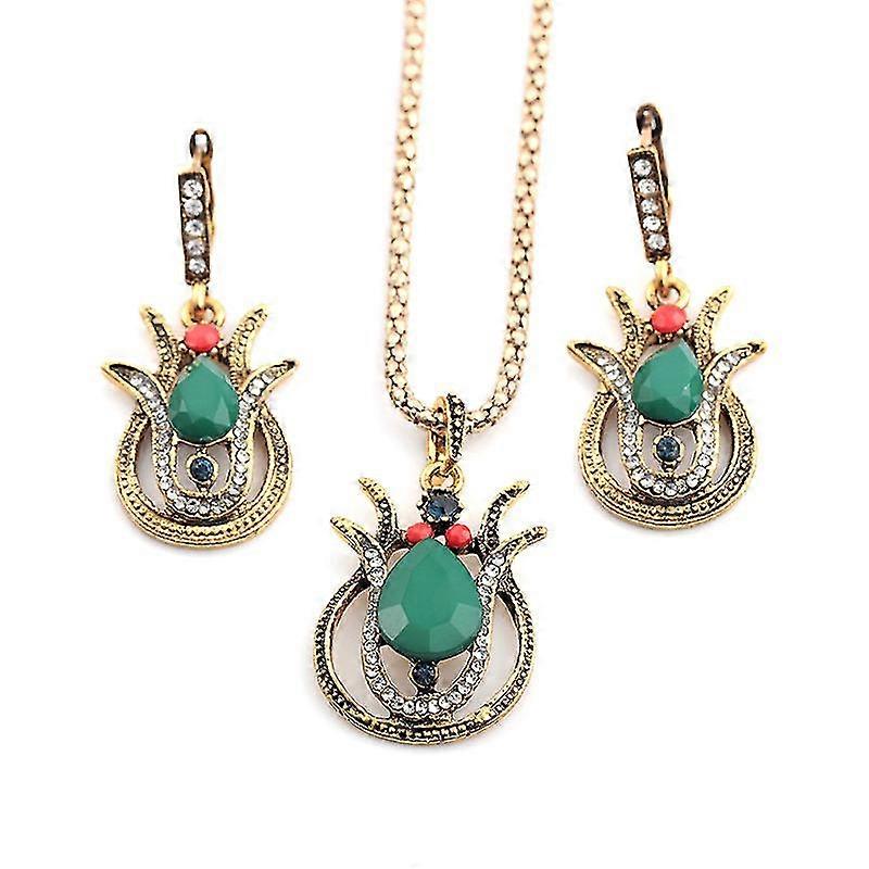 خمر سبائك الماس قلادة قطرة على شكل أقراط حجرية مجموعة من ثلاثة