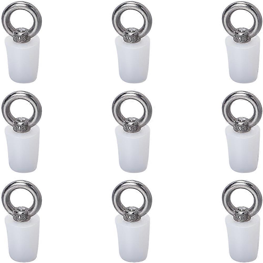 1Set Silicone Anti-return Water Floor Plug with Stainless Stee Handle Cone White 40x18.5x15.5mm Hole: 11mm 9pcs/set