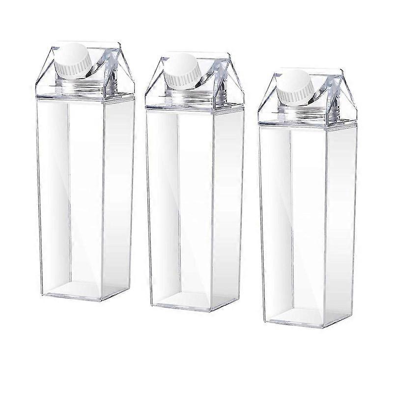 3 قطع 1000 مل زجاجة ماء الحليب مربع زجاجة حليب القهوة البلاستيكية المحمولة القابلة لإعادة الاستخدام زجاجة عصير مانعة للتسرب للتخييم