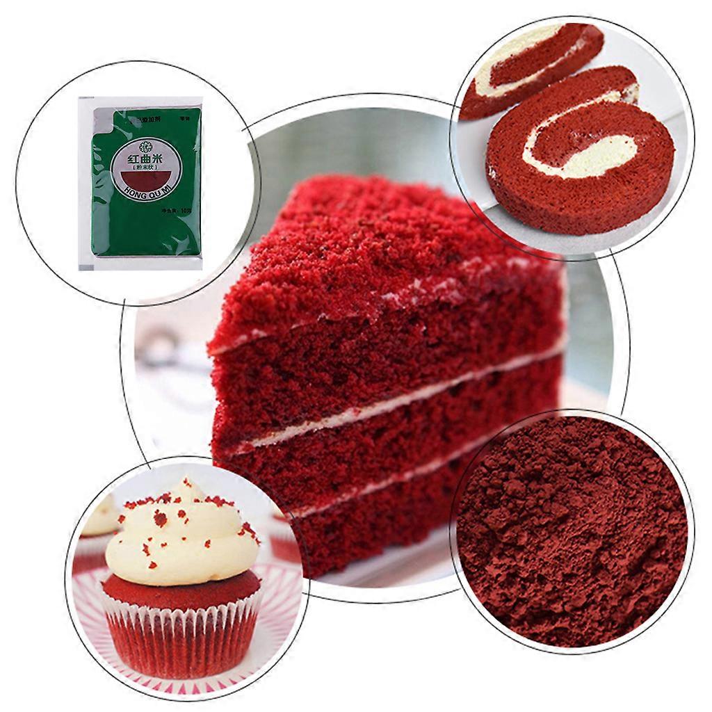 5 أكياس 10 جم / عبوة مسحوق أرز الخميرة الحمراء الطبيعية Monascus Purpureus Extract لمكونات الخبز المخملية لتلوين الطعام
