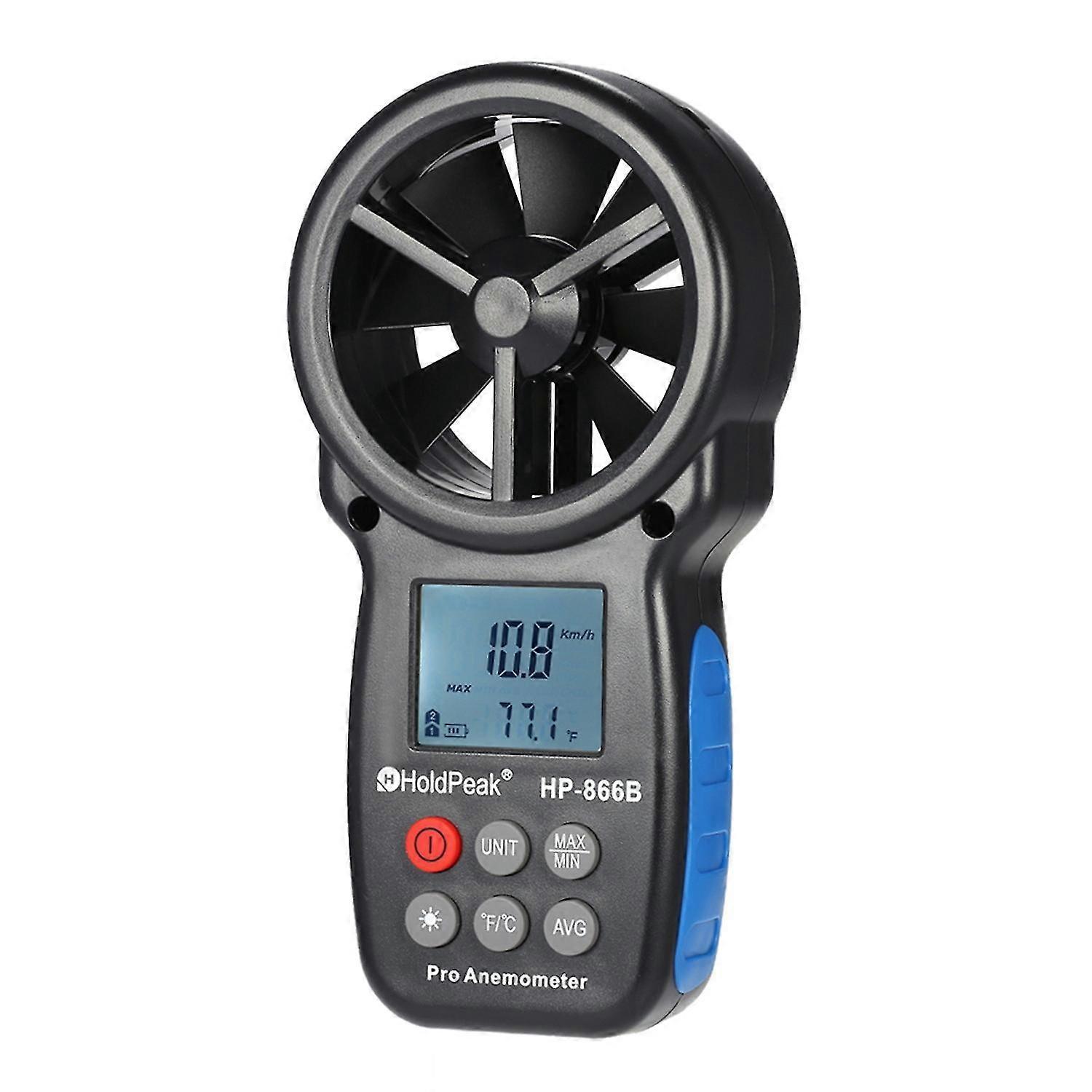 HoldPeak HP-866B Mini LCD Digital Anemometer Wind Speed Air Velocity Temperature Measuring with Back
