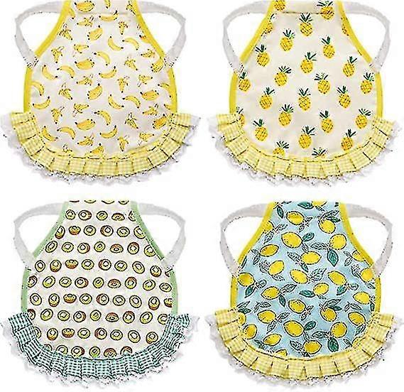 4 Pack Chicken Saddles Hens Apron Fruit Pattern Wing Back Protector With Elasticity Strap