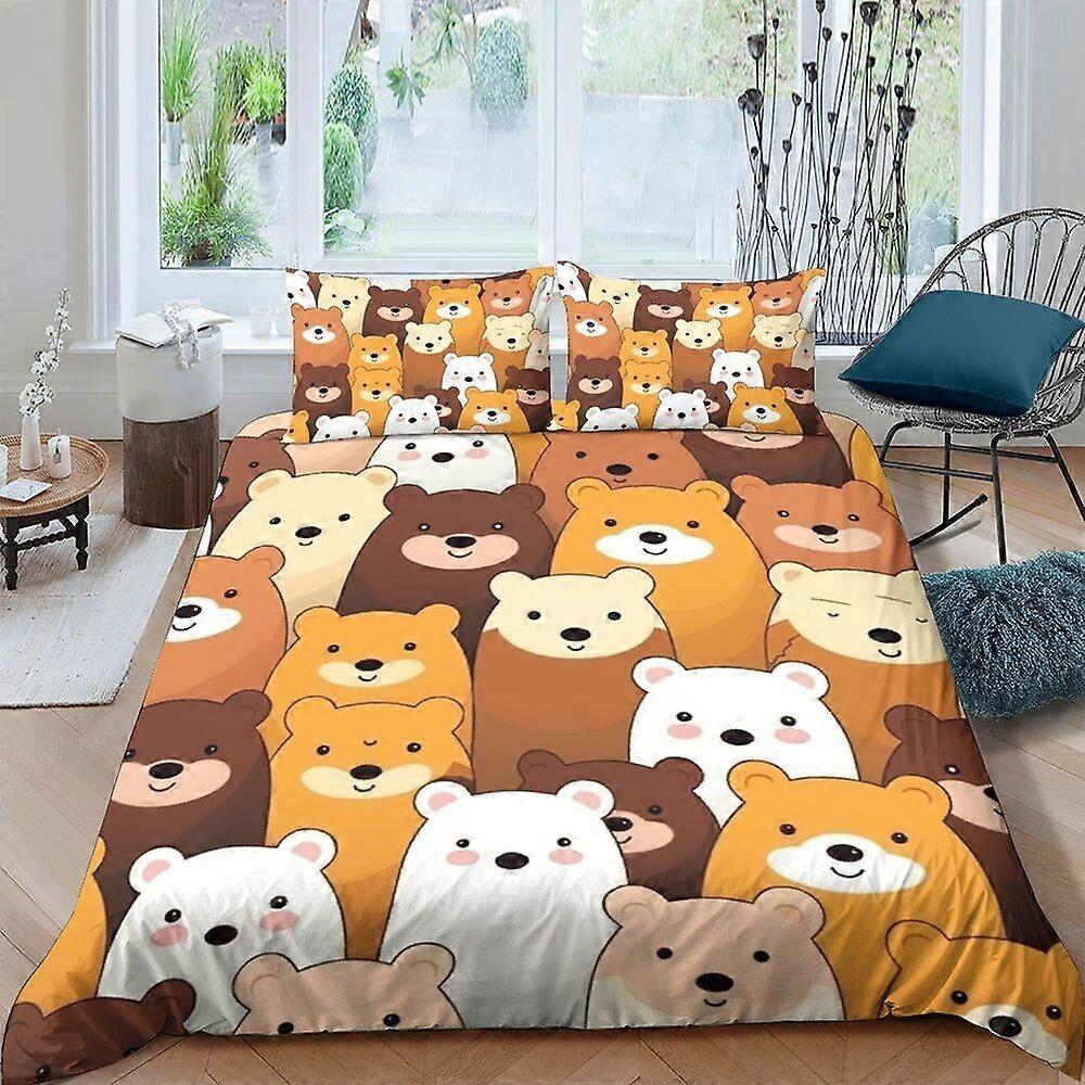 v2567 Lençóis Muitos ursos Conjunto de Cama Conjunto de Capa de EdredãoConjunto de Cama de 3 Peças (1 Capa de Edredão + 2 Fronhas) Lençóis gty2567